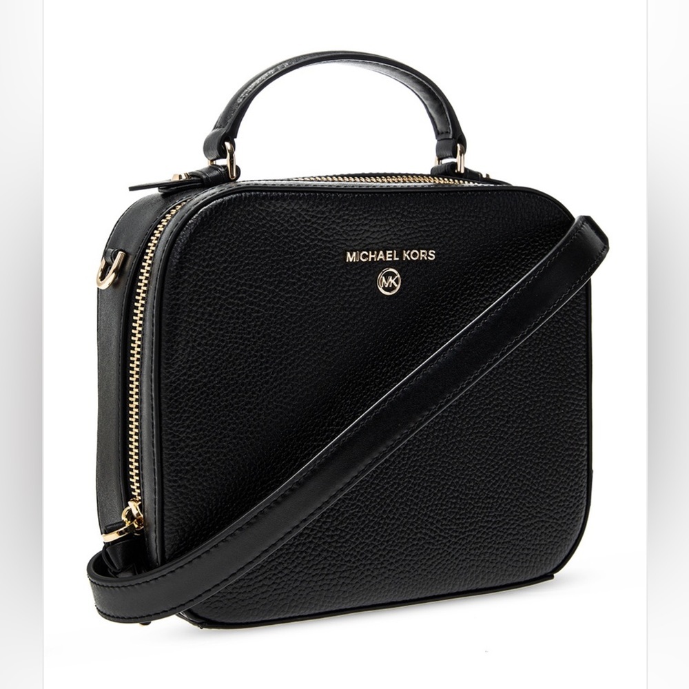 MICHAEL KORS Handbag Black Leather Jet Set Charm Medium Crossbody AUTHENTIC NEW